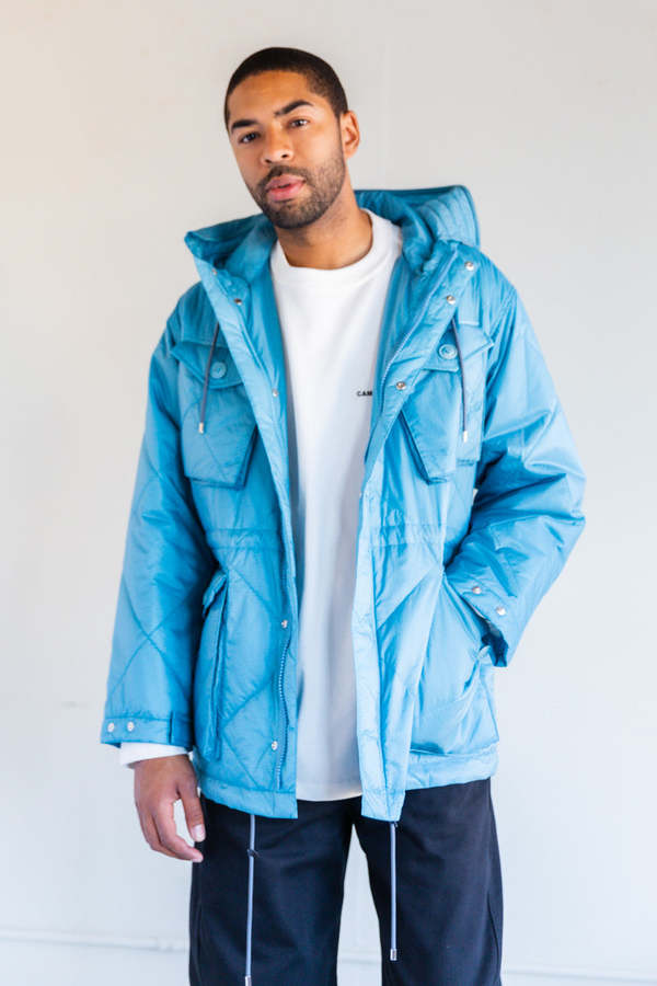 Auralee QUILTED SUPER LIGHT NYLON RIPSTOP FIELD BLOUSON - BLUE