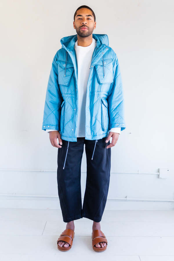 Auralee QUILTED SUPER LIGHT NYLON RIPSTOP FIELD BLOUSON - BLUE