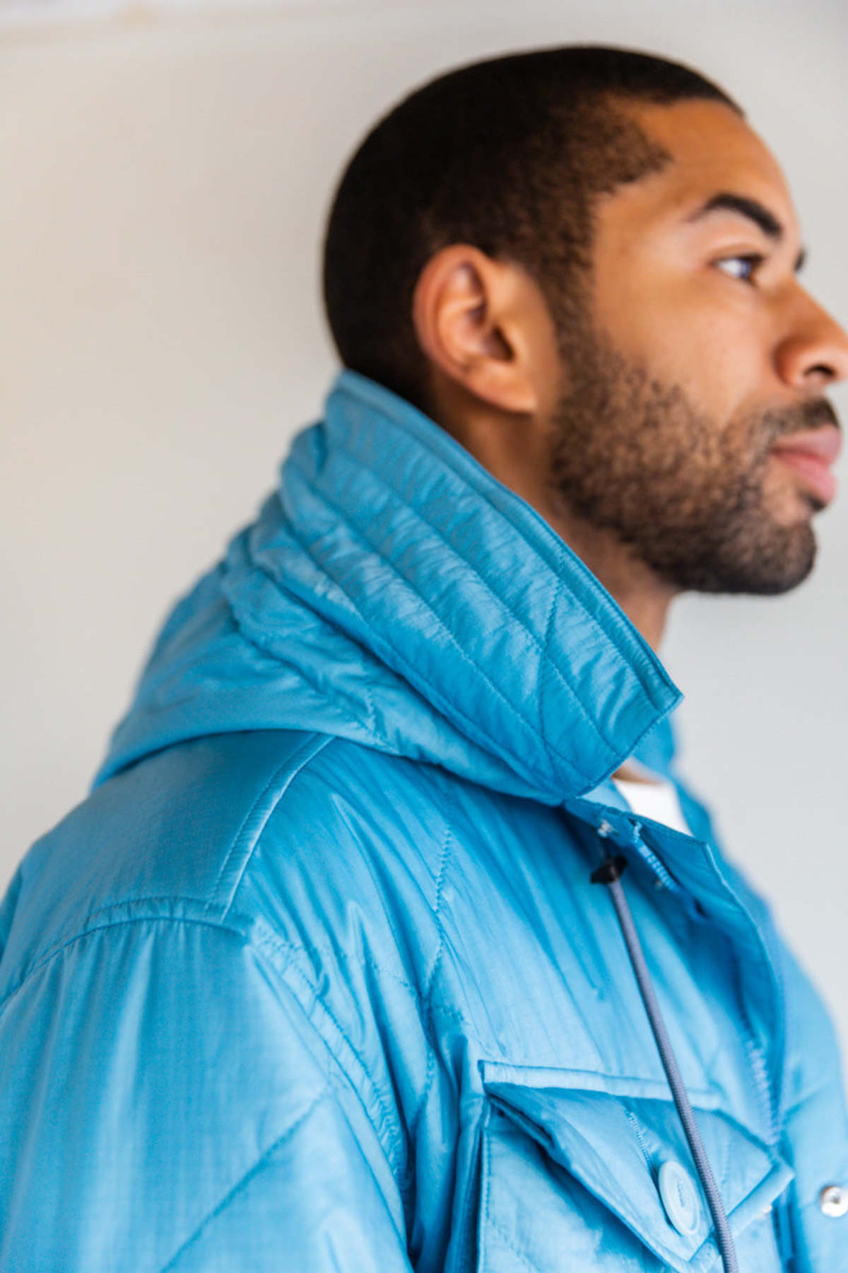 Auralee QUILTED SUPER LIGHT NYLON RIPSTOP FIELD BLOUSON - BLUE 