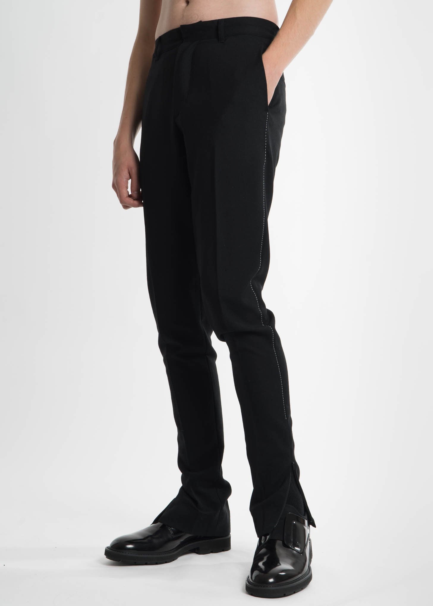 white stitch trousers