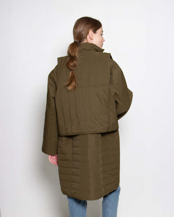 Henrik Vibskov Round Down Coat - Moss Green | Garmentory