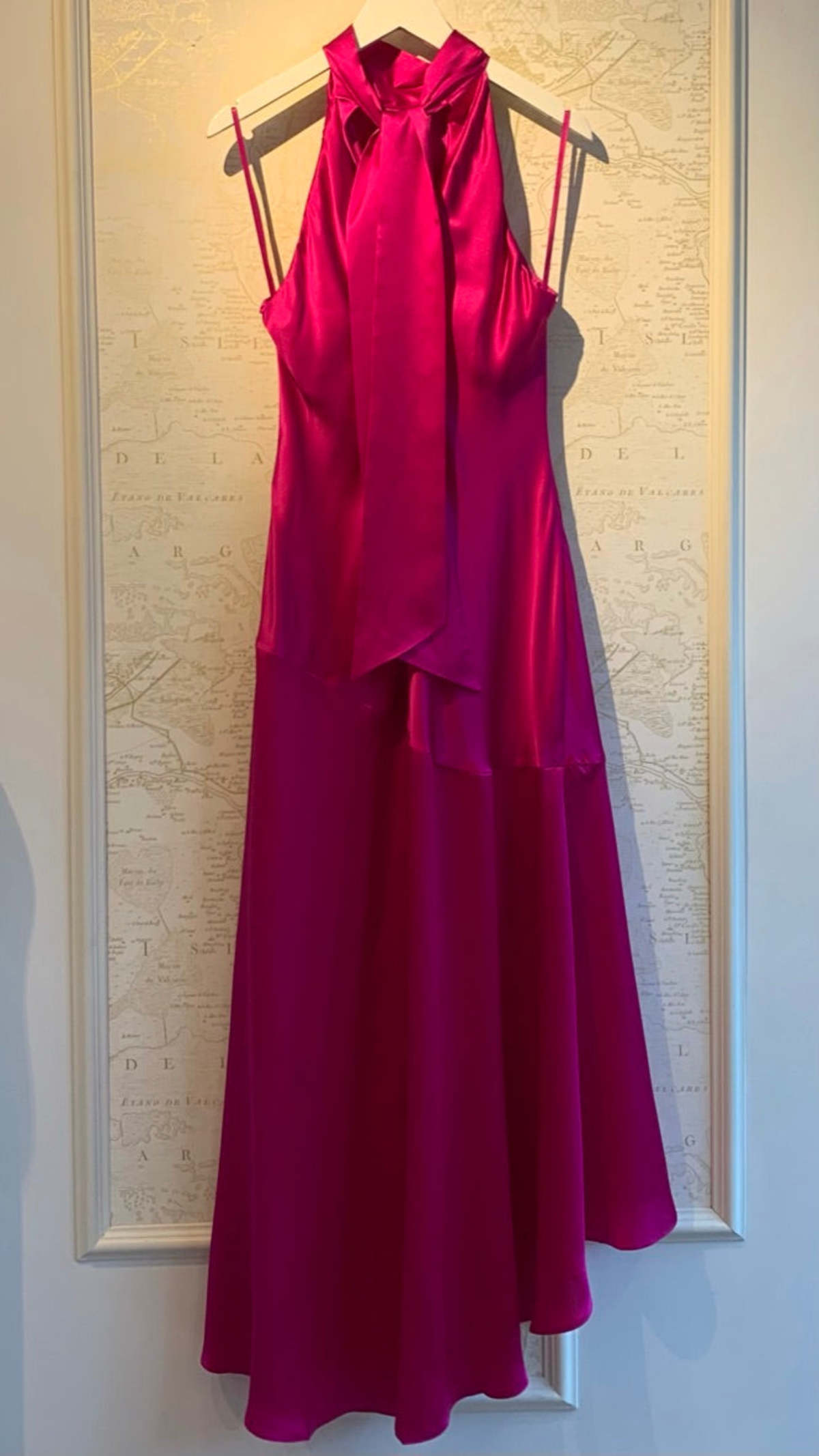 FRAME Denim Draped Neck Tie Halter Dress - Magenta FRAME Denim Draped Neck Tie Halter Dress - Magenta