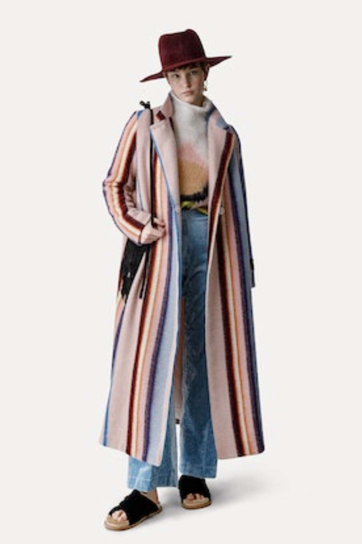 Forte Forte Wool Cloth Long Coat with Stripes | Garmentory