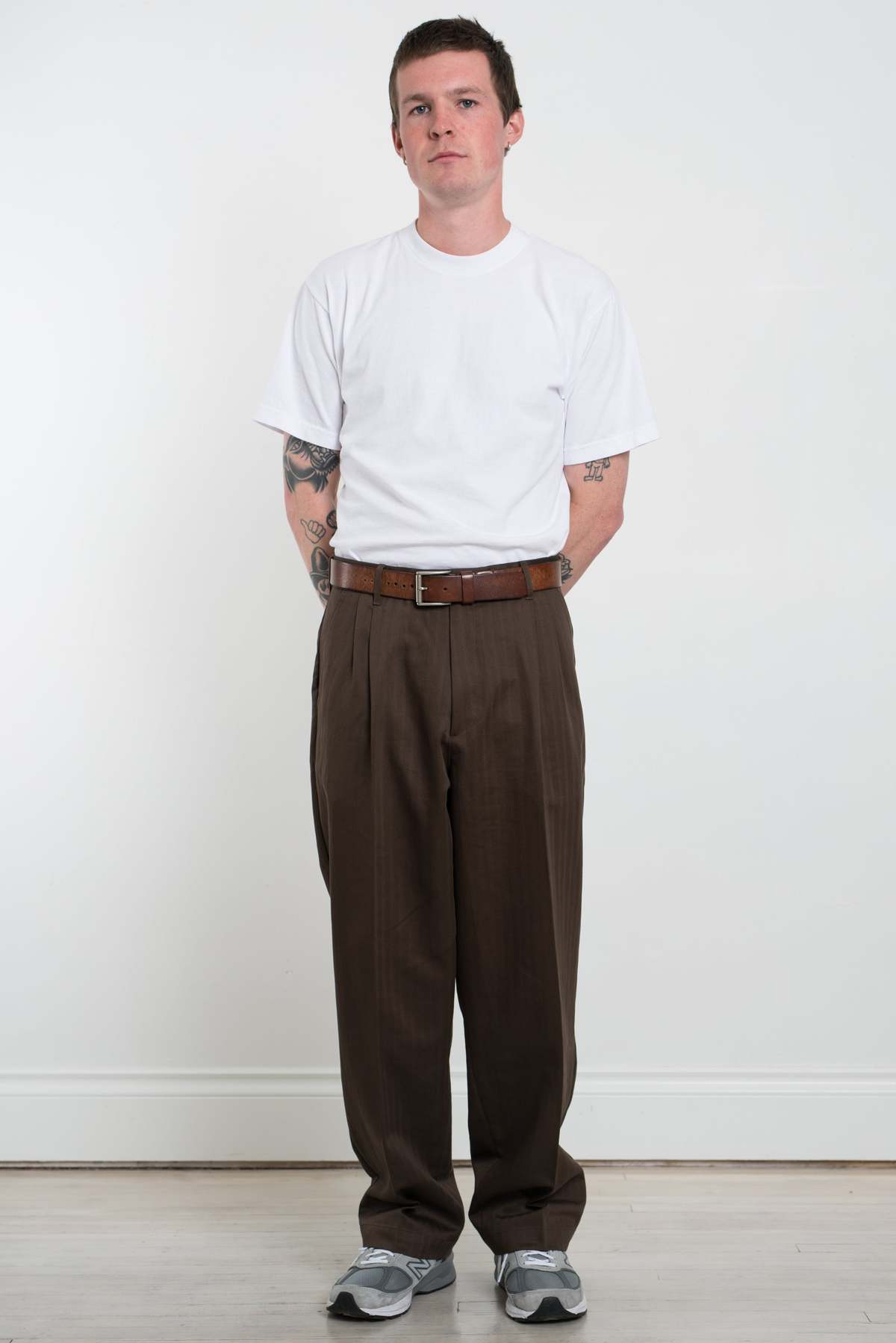 mfpen Classic Trousers - Dark Brown Herringbone | Garmentory
