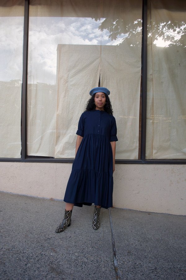 Ali Golden Raglan Tiered Dress - Navy | Garmentory