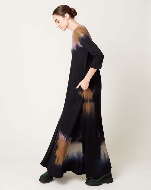 Raquel Allegra Drama Maxi Dress - Black Fireworks Tie Dye | Garmentory