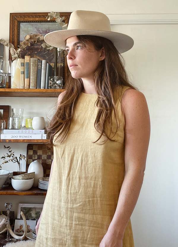 knee length dresses for ladies Beyond Linen Blend Mini Dress Yellow main image 0