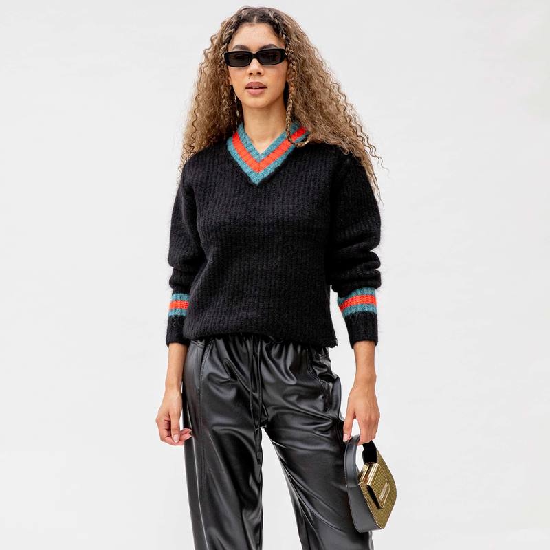 Stussy Mohair Tennis Sweater - Black | Garmentory