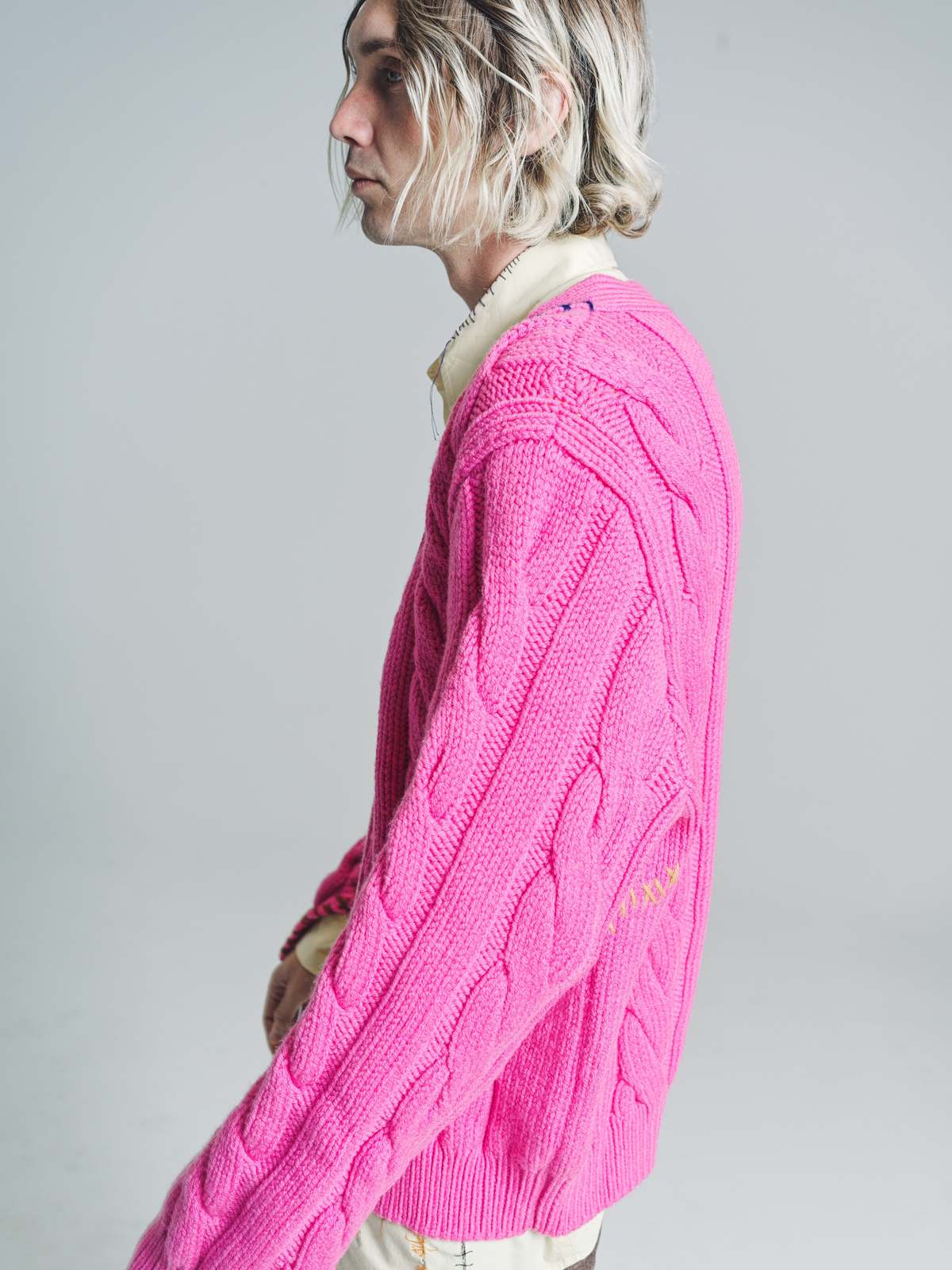 Marni Cable Knit Hand Embroidered Cardigan - Pink | Garmentory