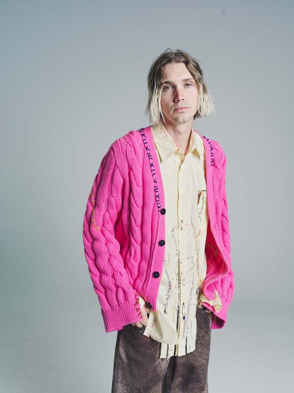 Marni Cable Knit Hand Embroidered Cardigan - Pink | Garmentory