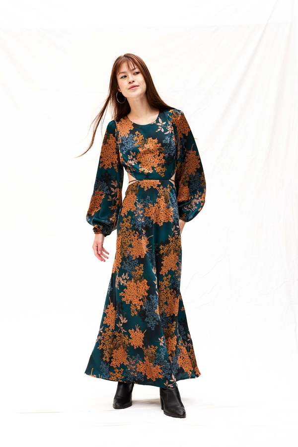 astr the label quinn midi dress ASTR the Label | Quinn Floral Jacquard Maxi Dress in White