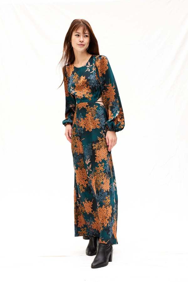 ASTR The Label Quinn Dress - Green Rust Floral | Garmentory