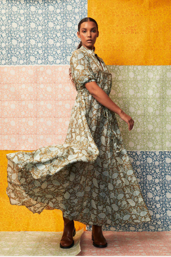hannah silk dress HANNAH SILK DRESS LEO, hand made - MOMO NEW YORK