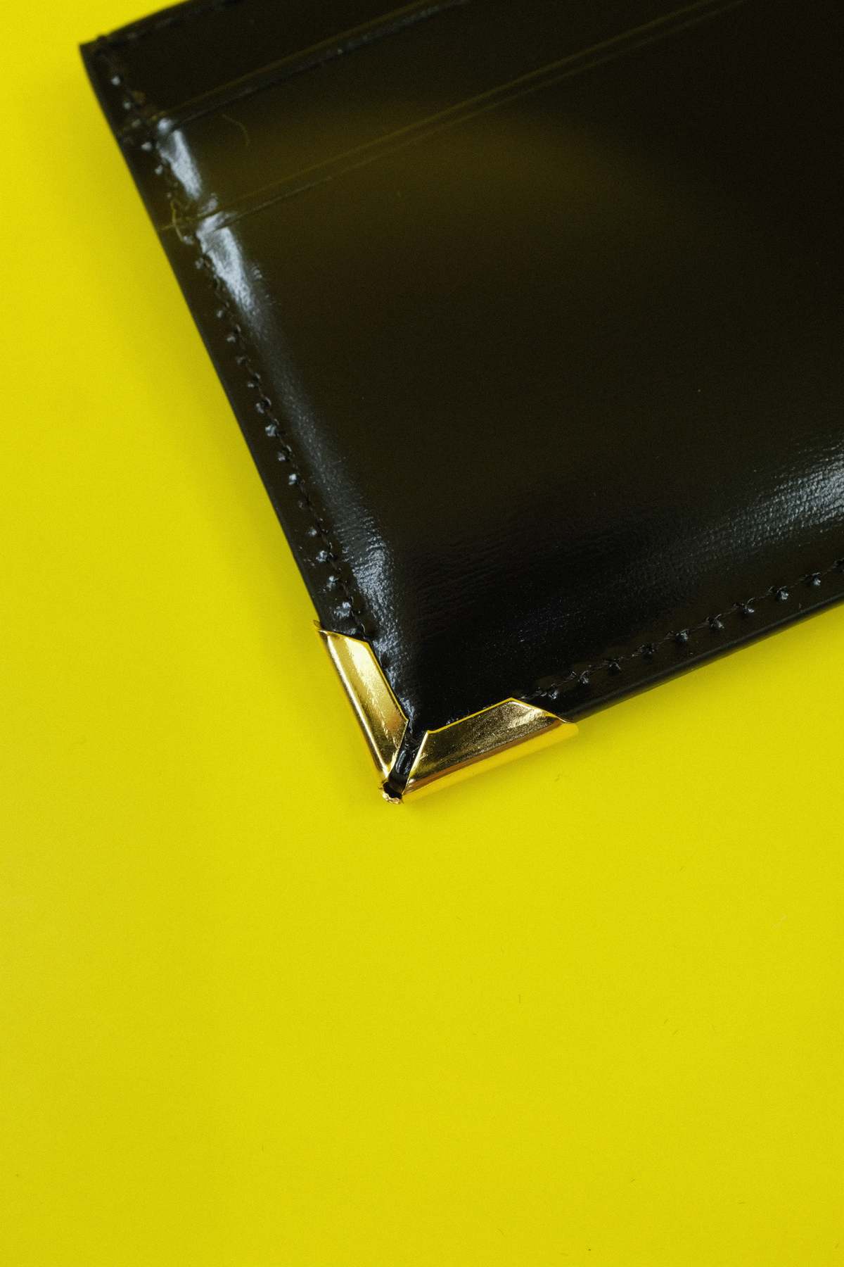 Ernest W. Baker Leather Gold Edge Card Holder Black Garmentory