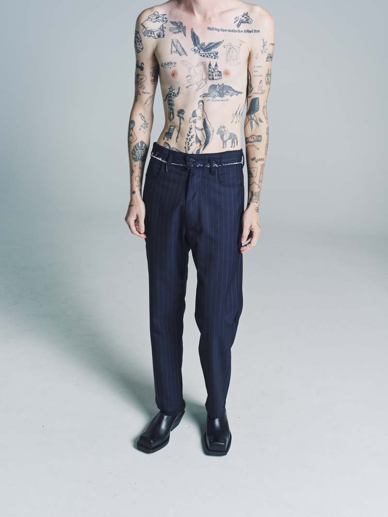 Camiel Fortgens Wool Twill Jeans - Navy Pinstripe | Garmentory