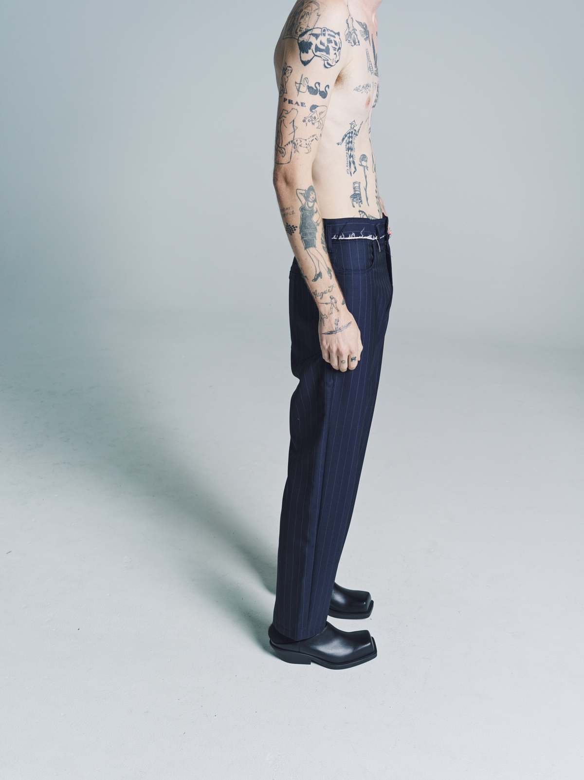 Camiel Fortgens Wool Twill Jeans - Navy Pinstripe | Garmentory