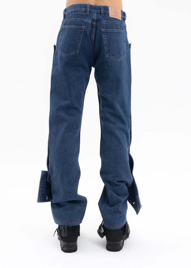 Y/project CLASSIC BUTTON PANEL JEANS - NAVY | Garmentory 