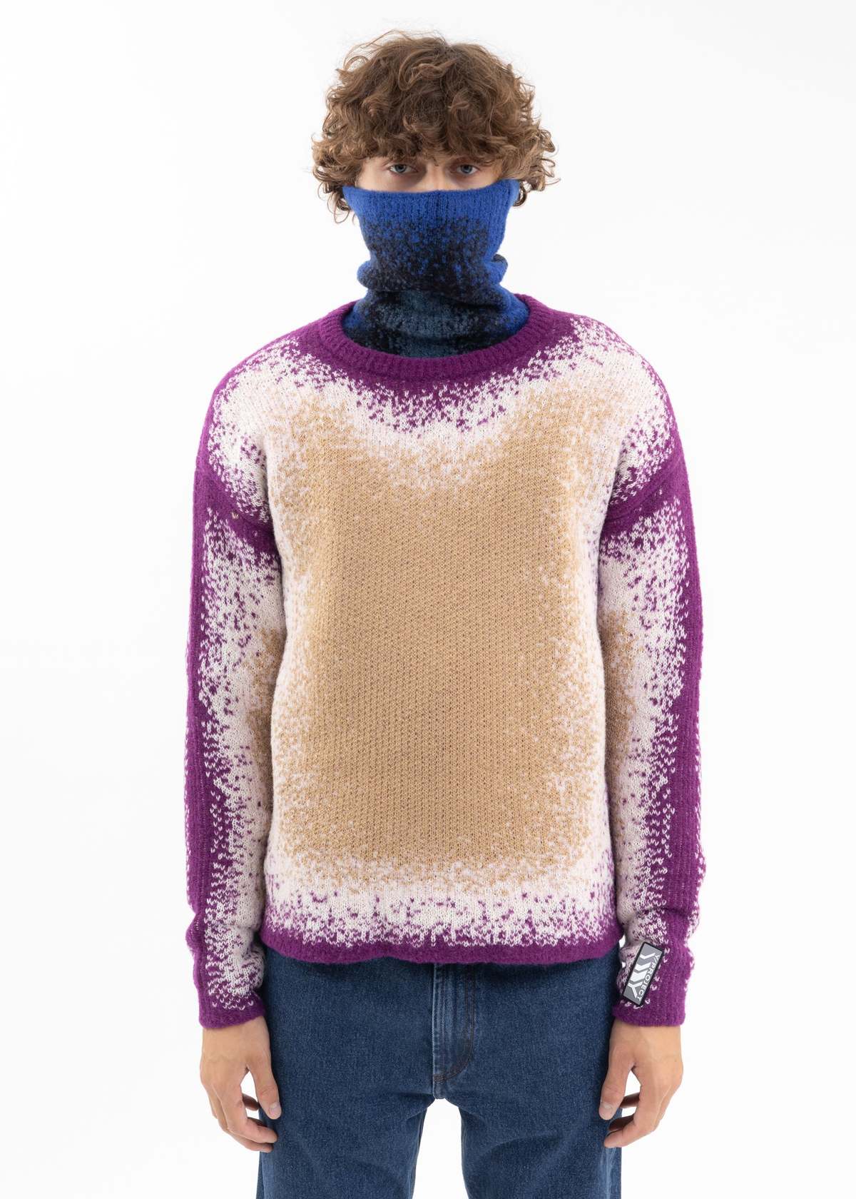 Y/project GRADIENT HEAVY KNIT SWEATER - PURPLE / BEIGE | Garmentory