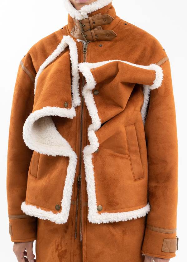 Y/Project Orange Snap Panel Faux-Shearling Coat Y/Project Y