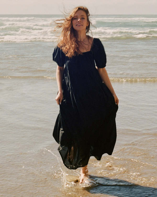 black prairie dress Prairie Dress in Black Linen 2X