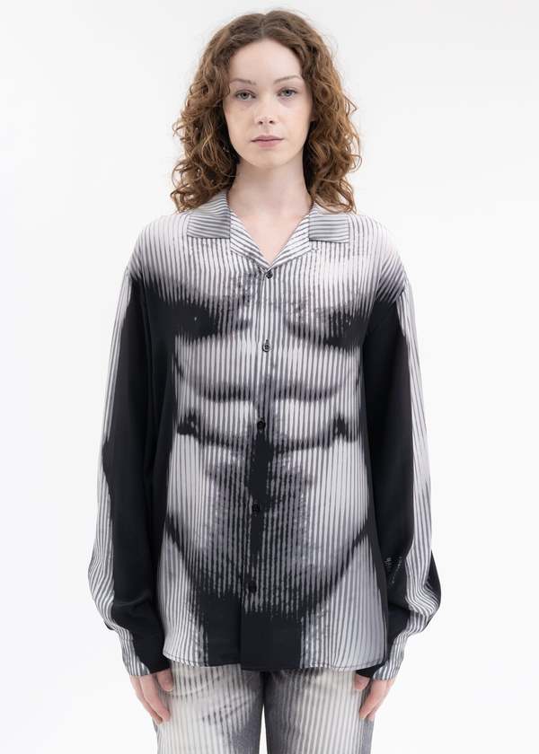 Y/project X Jean Paul Gaultier Black Body Morph Silk Shirt 
