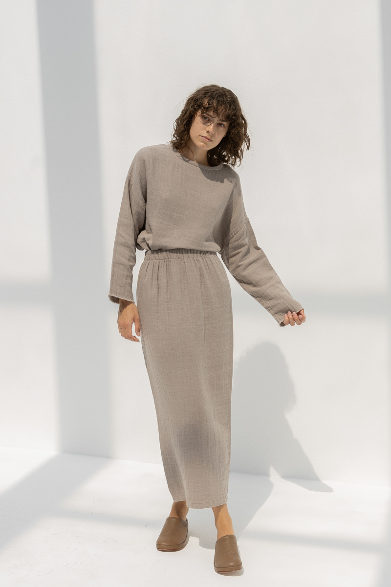 Black Crane Long Skirt - Light Stone Black Crane Long Skirt - Light Stone
