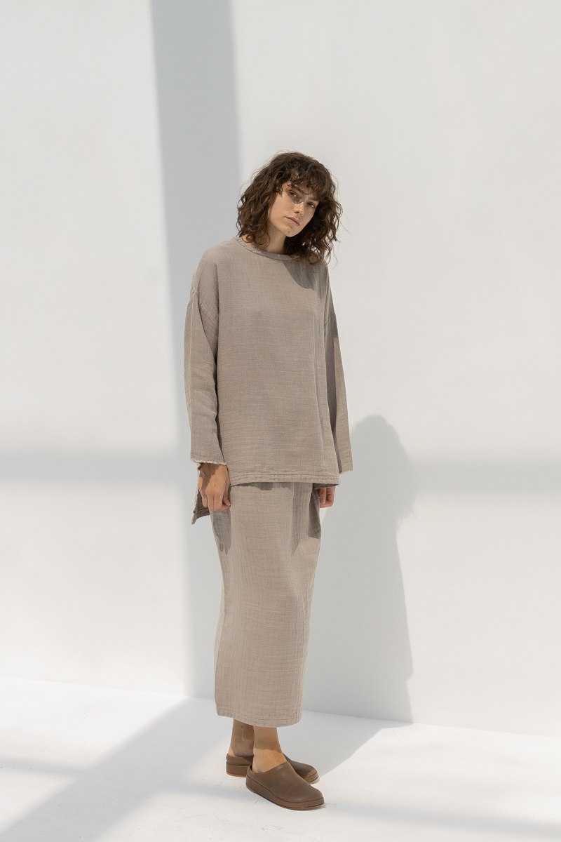 Black Crane Long Skirt - Light Stone Black Crane Long Skirt - Light Stone