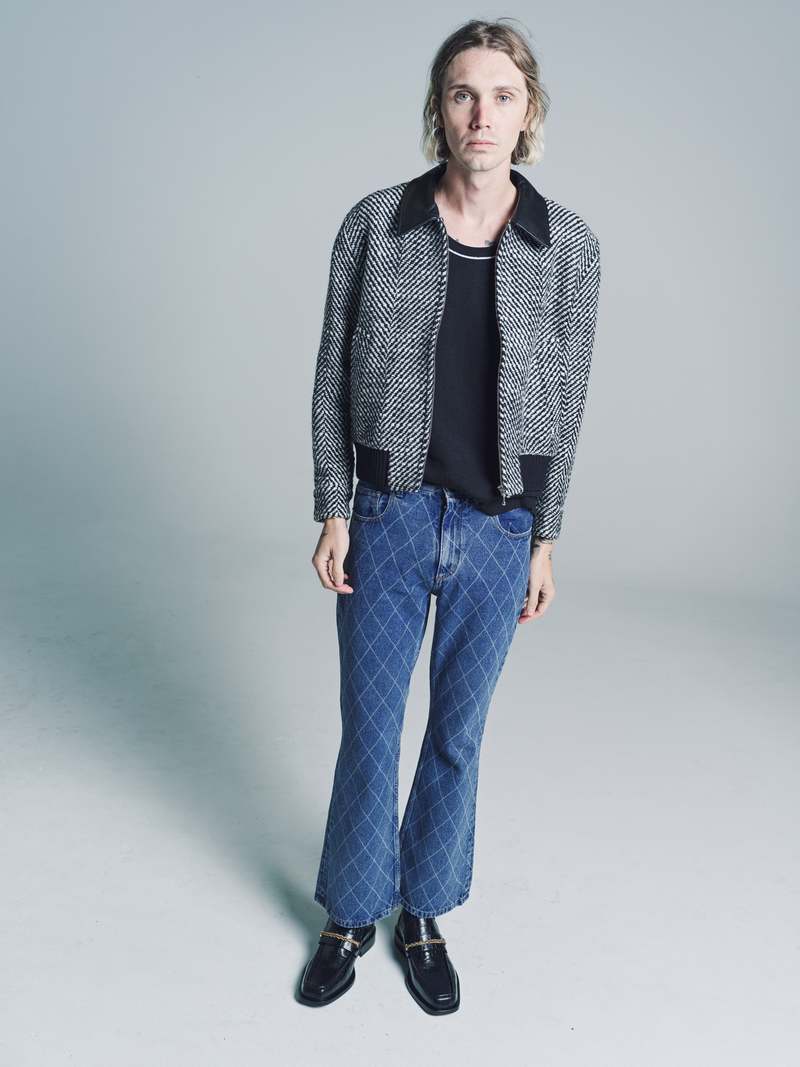 Ernest W. Baker Wool Harrington Jacket - Black/White