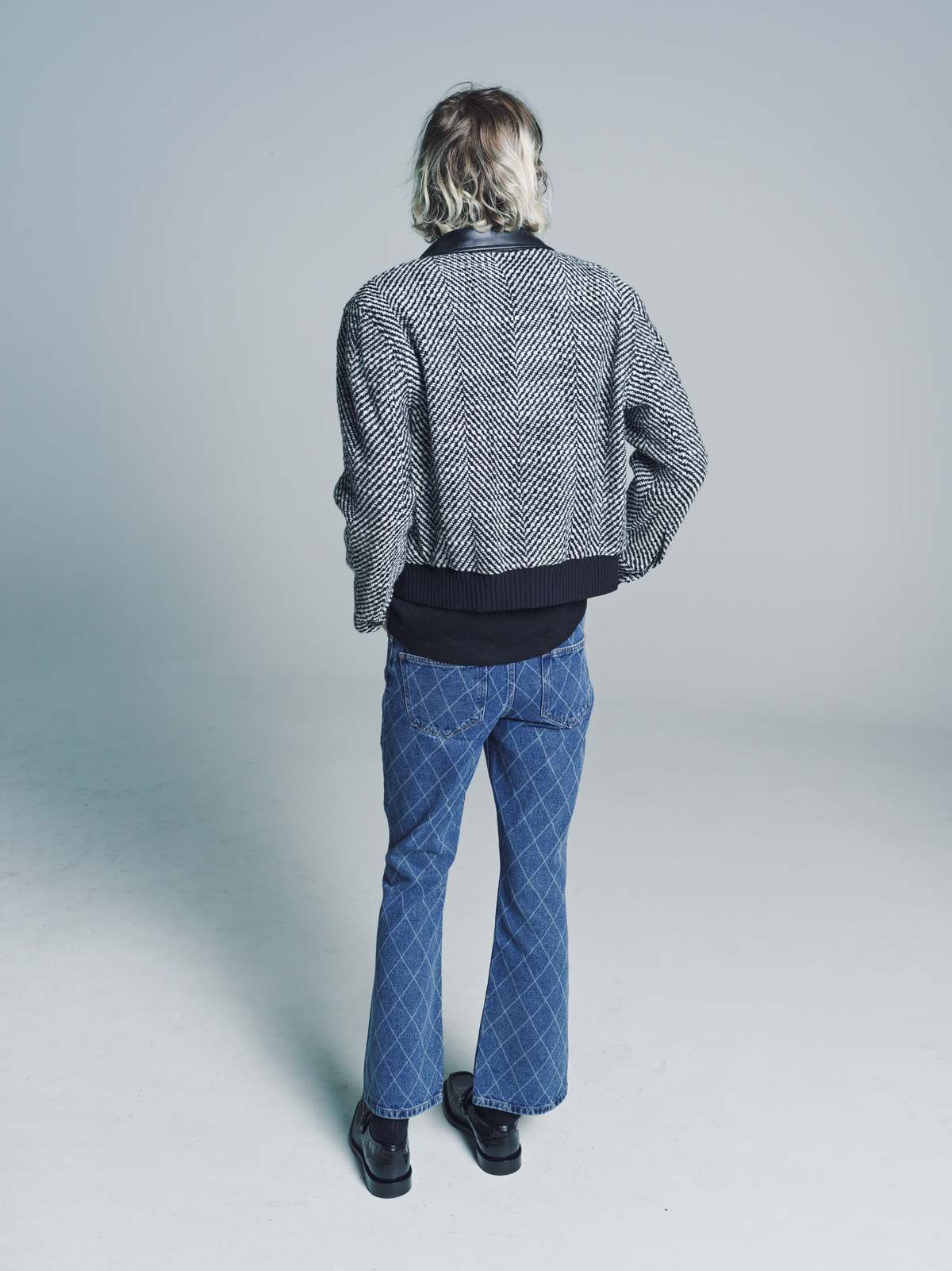 Ernest W. Baker Wool Harrington Jacket - Black/White - Image 6 of 6