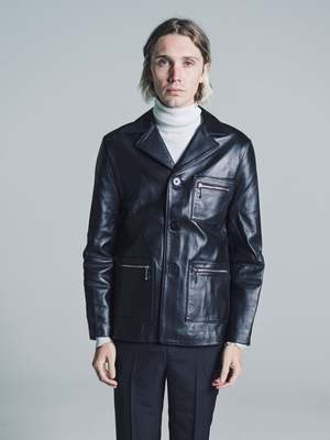 Ernest W. Baker Leather Three Pocket Blazer - Black | Garmentory