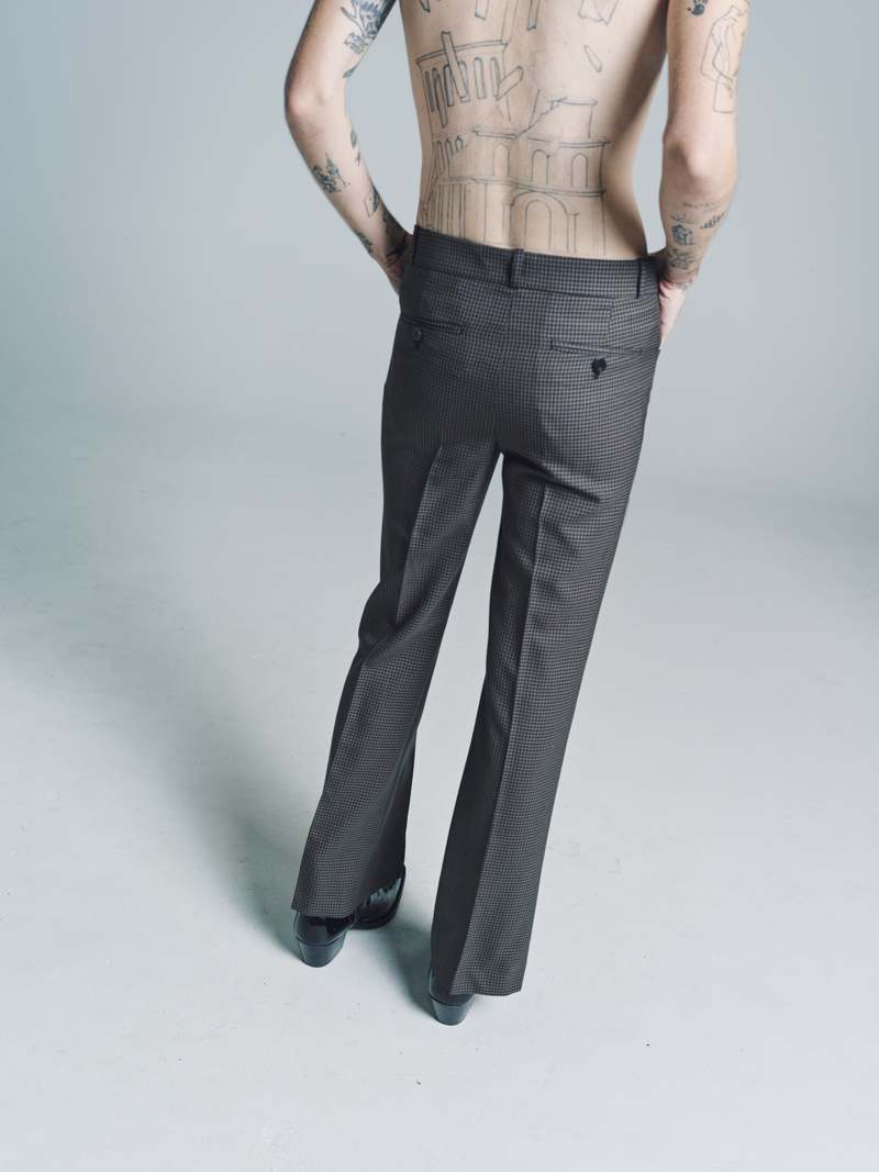 Ernest W. Baker Wool Flare Trousers - Brown/Black Houndstooth 