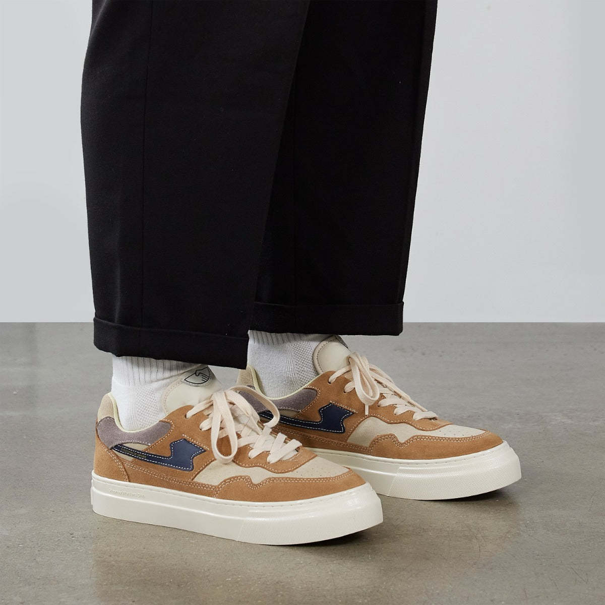 Stepney Workers Club Pearl S Strike Suede Sneakers - Earth/Navy 
