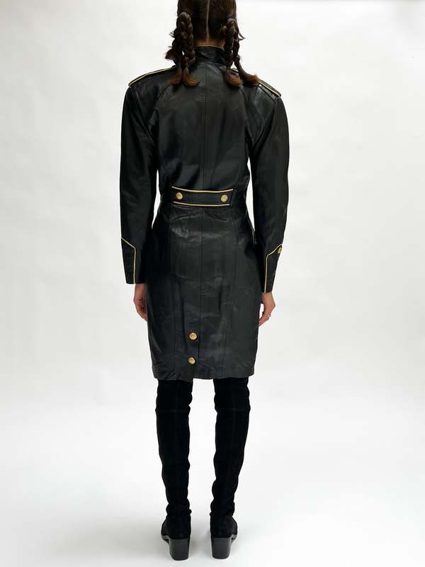 Leather Military Dress - Black | Garmentory