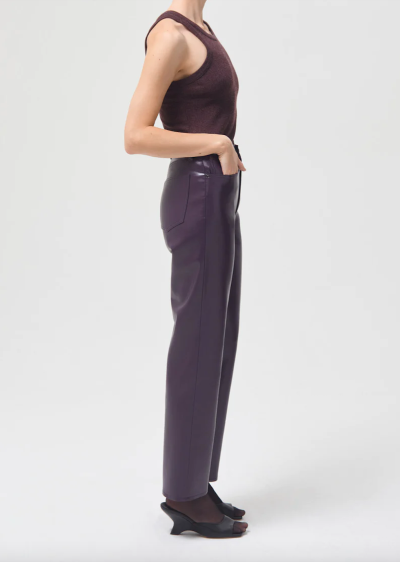 AGolde Recycled Leather 90's Pinch Waist Jean - Night Shade