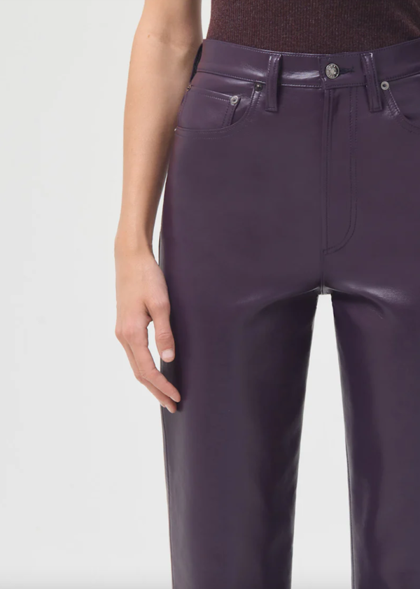 AGolde Recycled Leather 90's Pinch Waist Jean - Night Shade