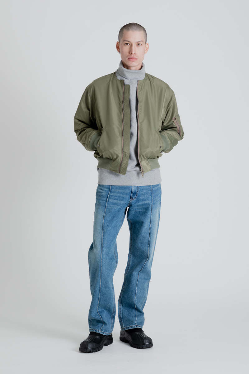 【THE MOZZ】With No Collar Jacket mosaic-mink-bomber-jacket-for-