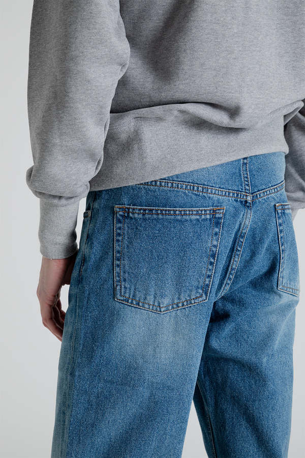 【Anyone more】Cudi Pin Tuck Wide Denim Pants Uniform Bridge Pin Tuck Wide Denim Pants - Indigo Washed