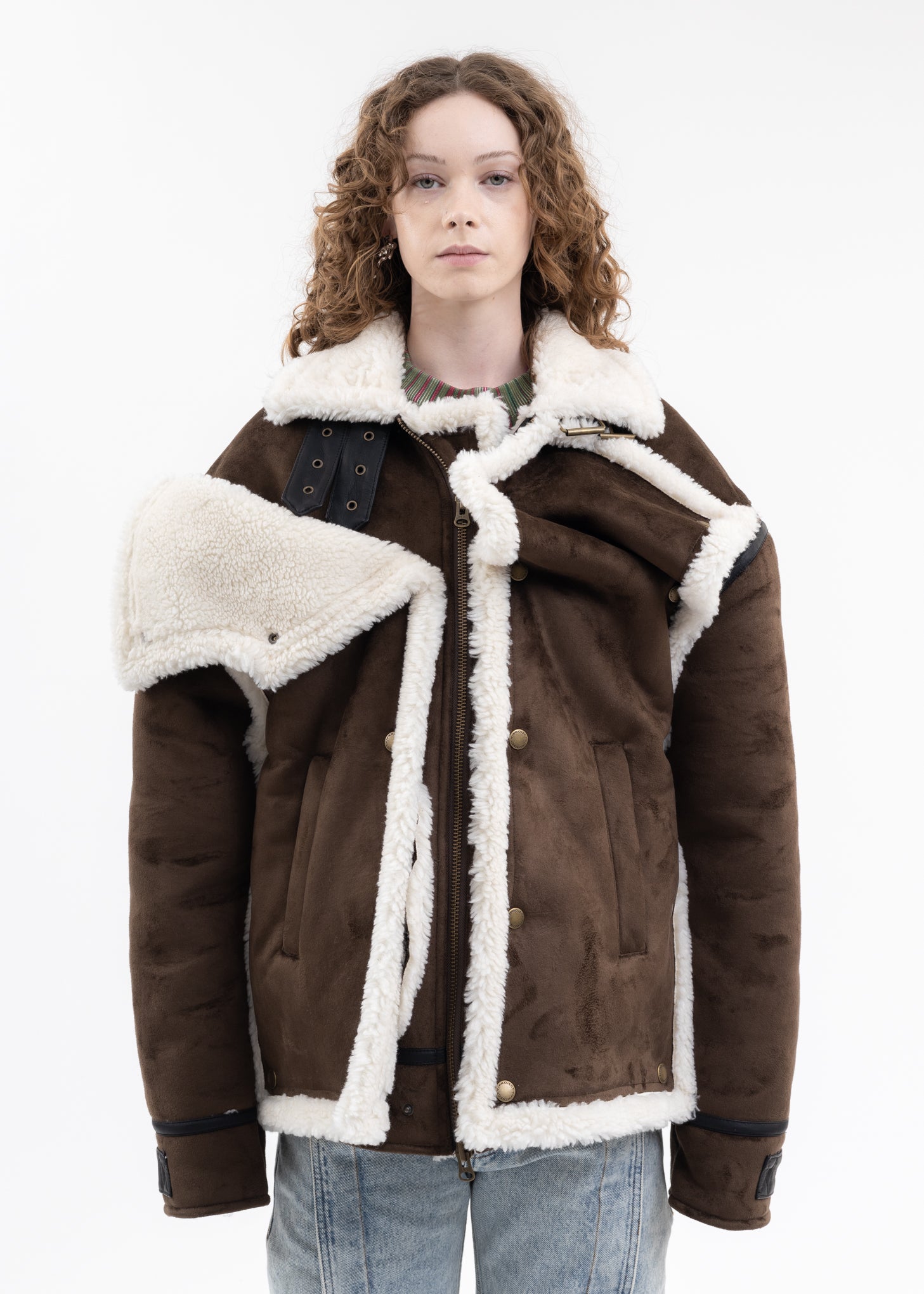 ジャケット・アウター Y/project shearling snap panel coat Y/project SNAP PANEL SHEARLING JACKET - DARK BROWN | Garmentory