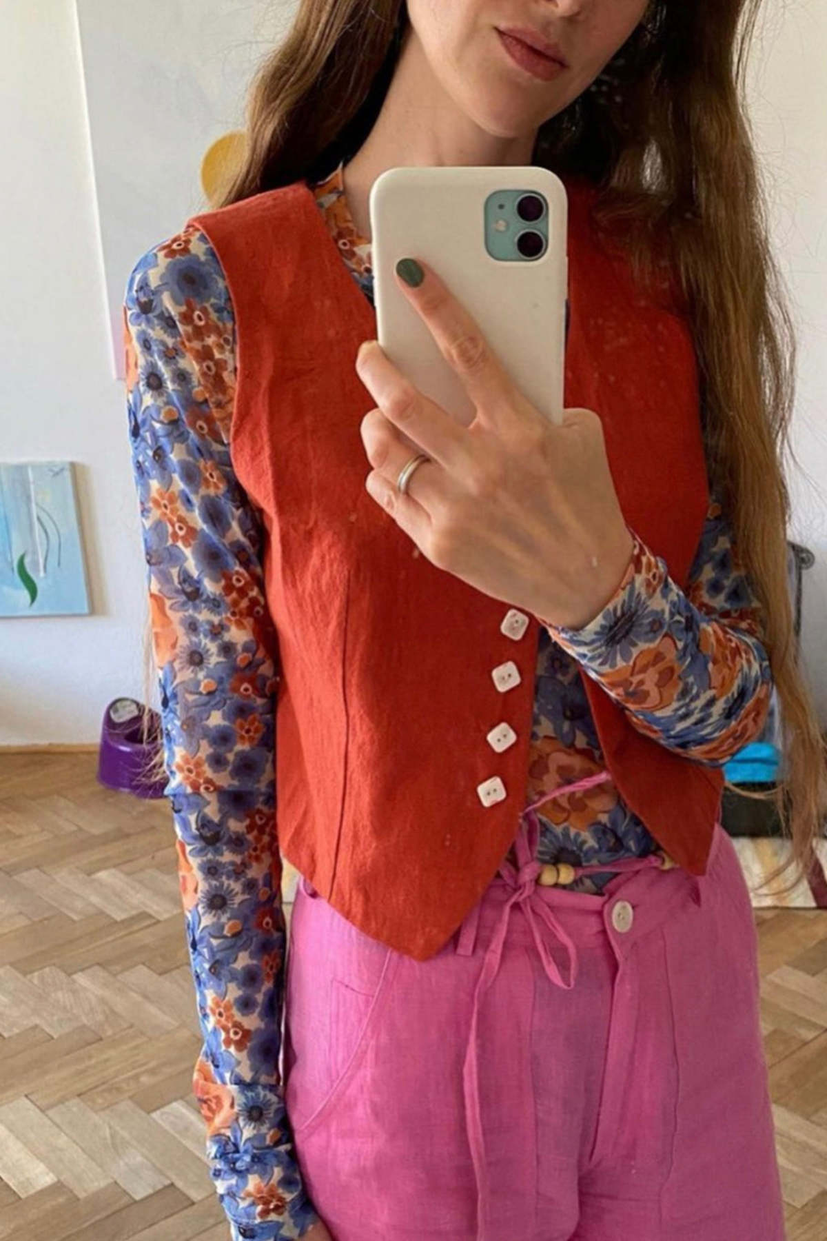 Muse the Label Tova Vest - Tomato - Image 1 of 3