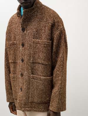 Auralee Wool Alpaca Herringbone Tweed Blouson | Garmentory