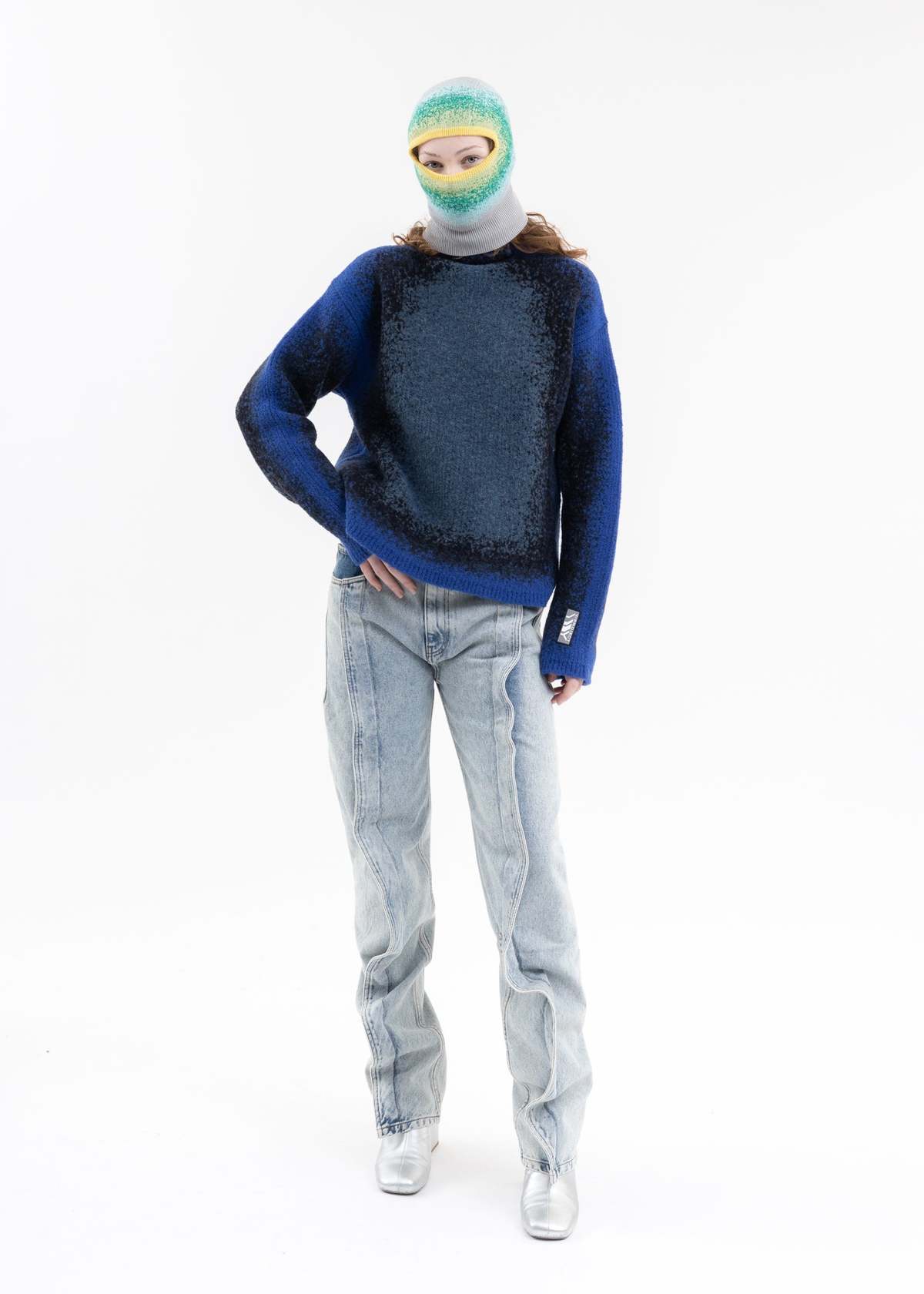 Y/project GRADIENT HEAVY KNIT TURTLENECK - BLUE/BLACK/GREY