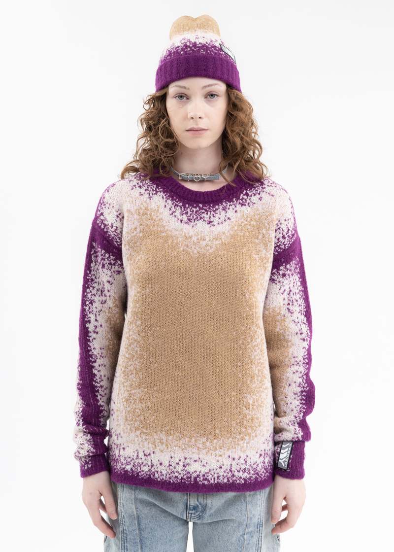 Y/project GRADIENT HEAVY KNIT SWEATER - PURPLE/BEIGE | Garmentory