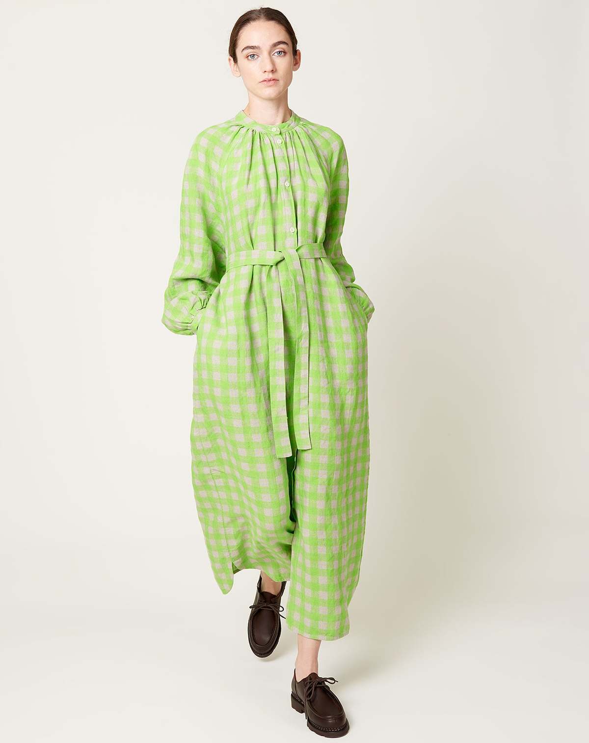 Leaf Dress in Spring Green Checks | Garmentory