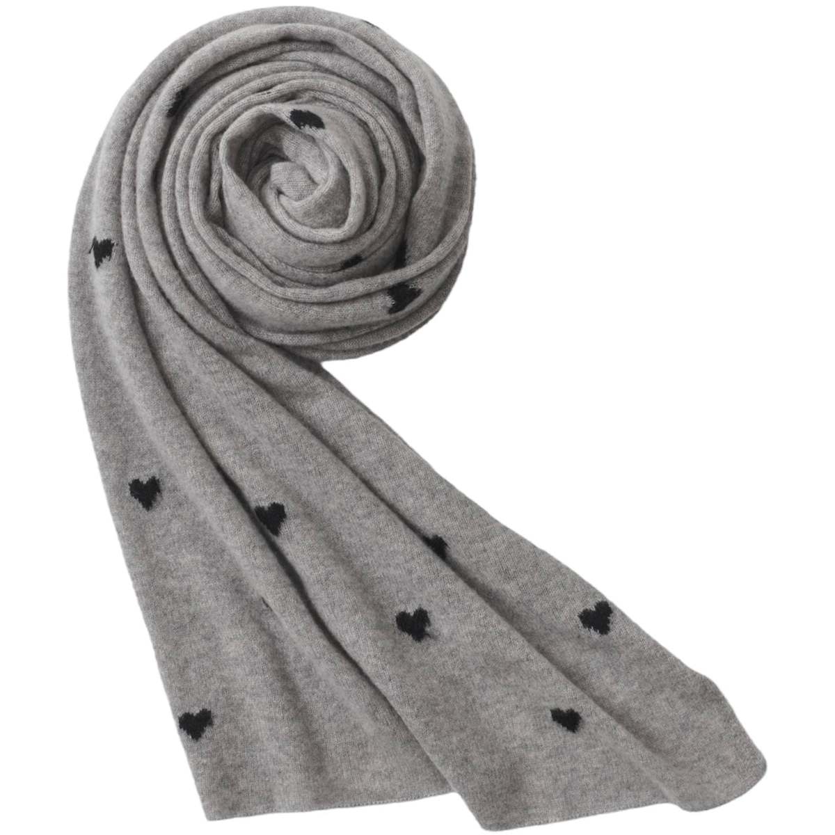 White+Warren Cashmere Heart Wrap Grey Heather - Black Combo - Image 2 of 2