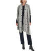 White+Warren Cashmere Heart Wrap Grey Heather - Black Combo - Thumbnail 1