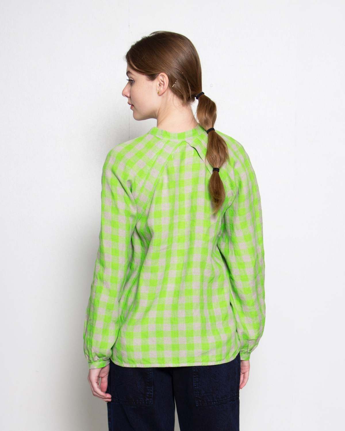 Henrik Vibskov Leaf Blouse - Spring Green Checks | Garmentory