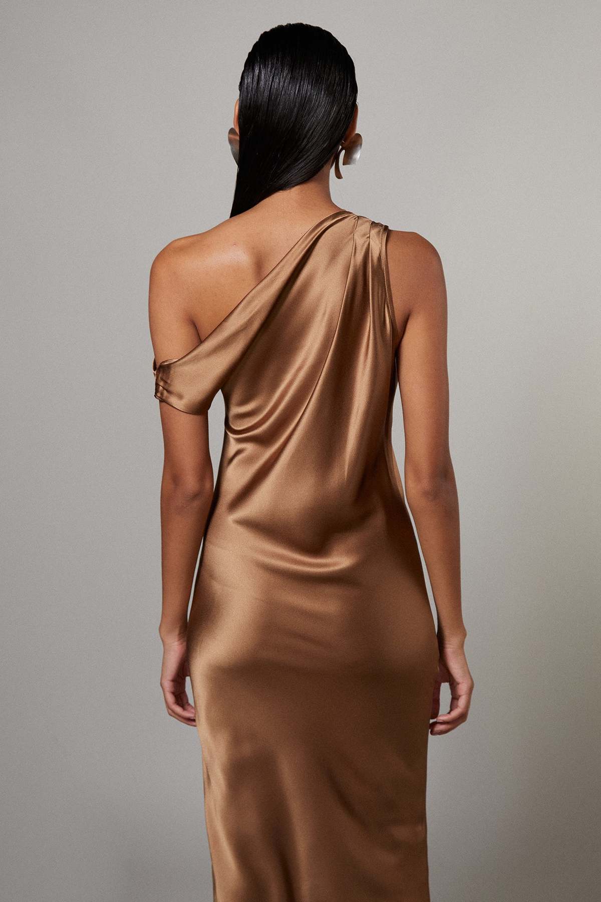bejewelled asymmetric dress Fluid Satin Asymmetric Dress Ivory / 14