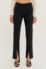 Crescent Slit Hem Trouser Pants - Black  - Thumbnail 1