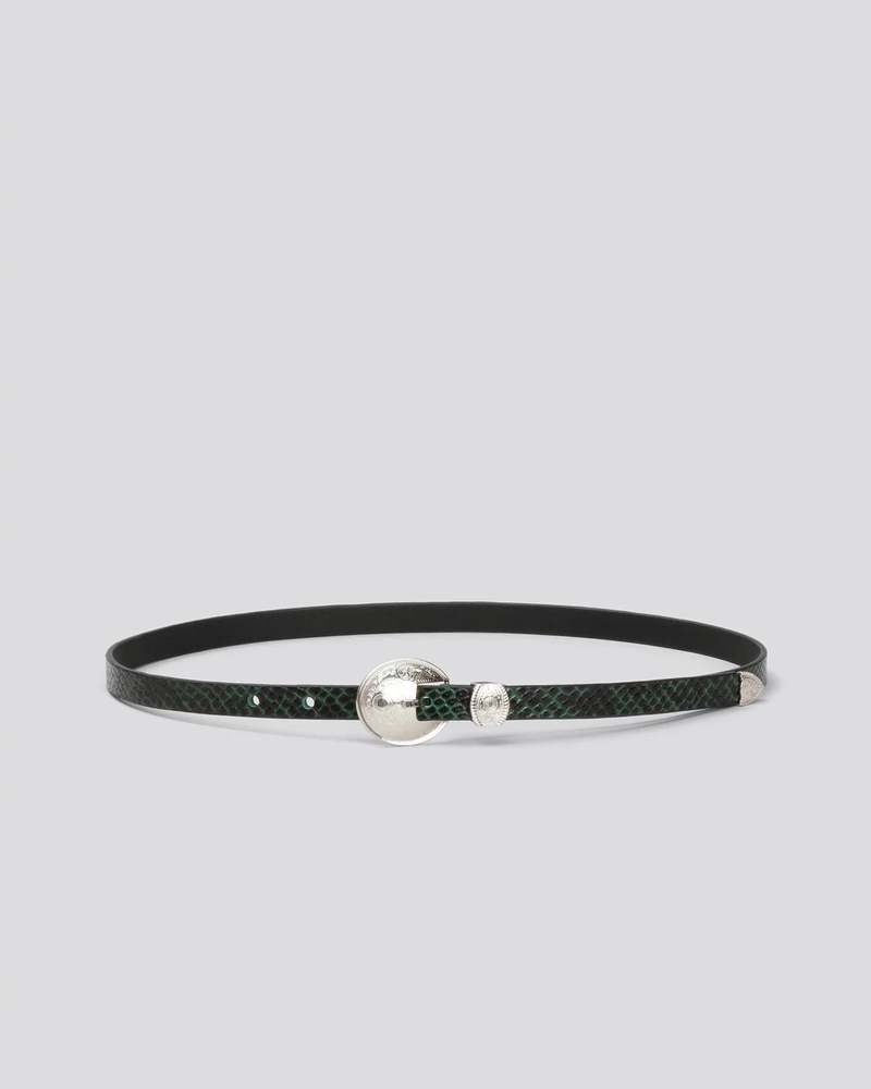Rachel Comey Leather Western Belt - Green Snake Print 