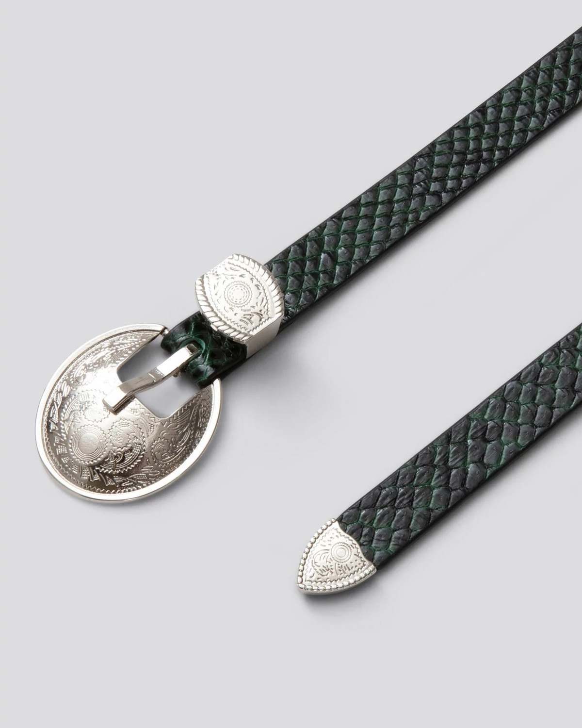 Rachel Comey Leather Western Belt - Green Snake Print  display picture 3